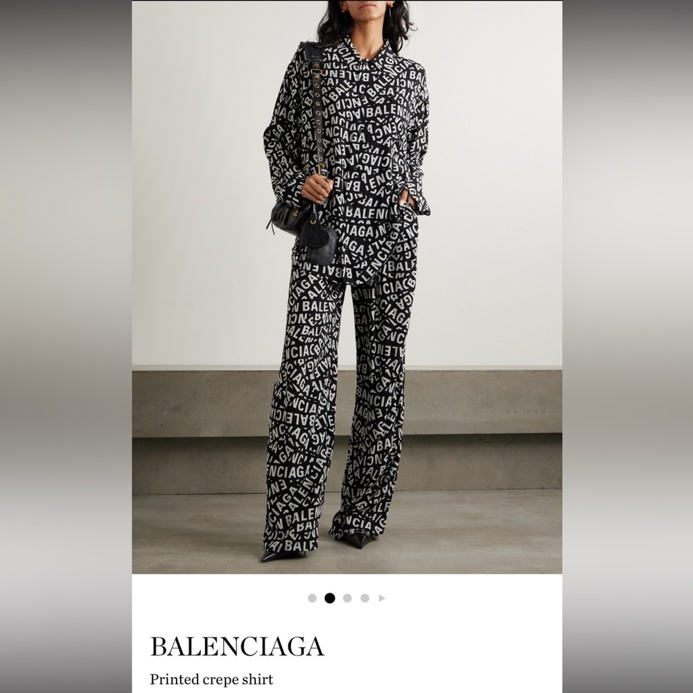 Balenciaga Monochrome Logo button down top